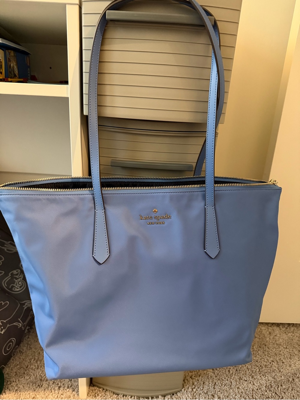 kate spade periwinkle blue leather tote